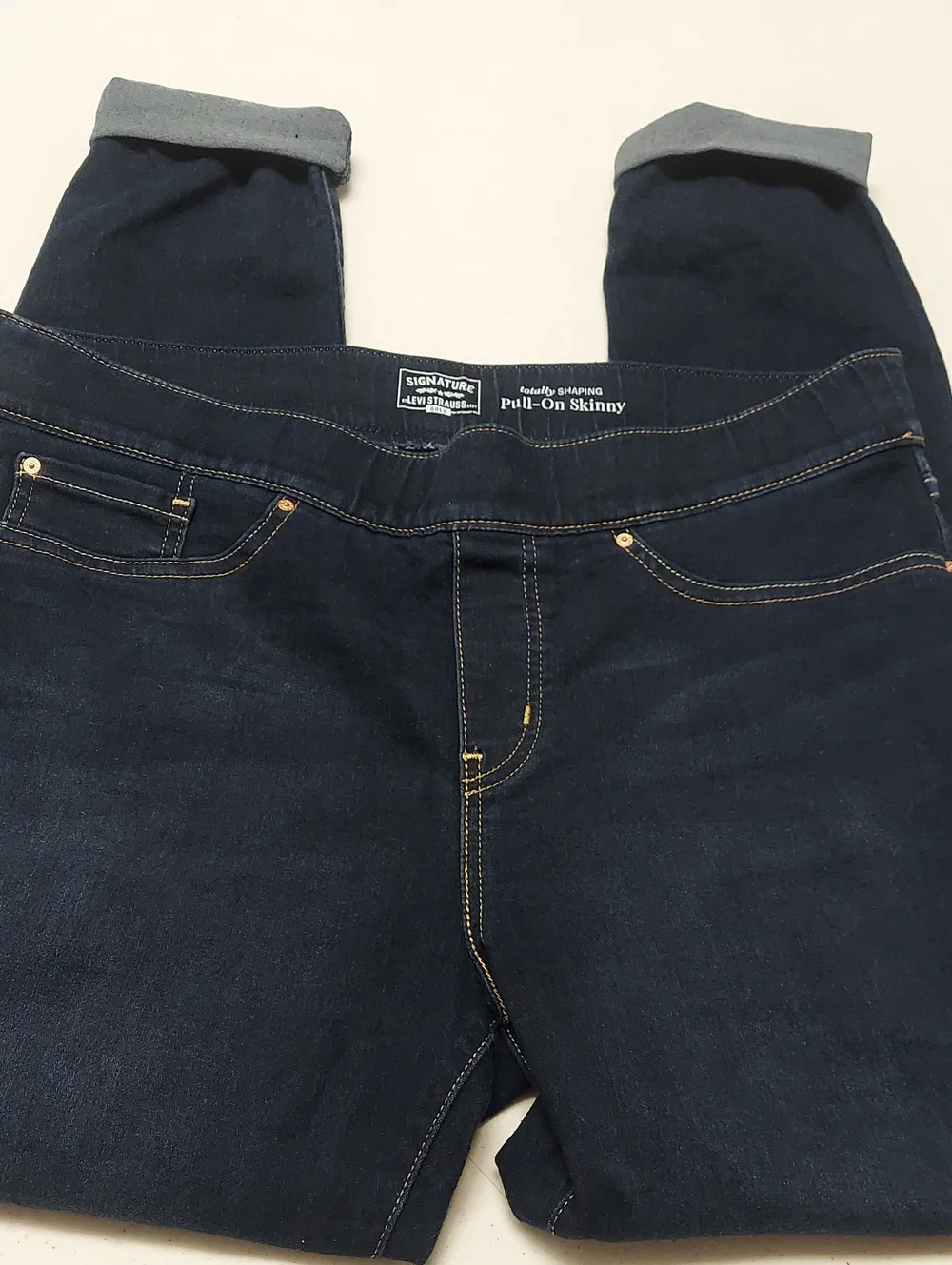 Levi Strauss Signature Dark Blue Pull-On Skinny Jeans  Sz 16L